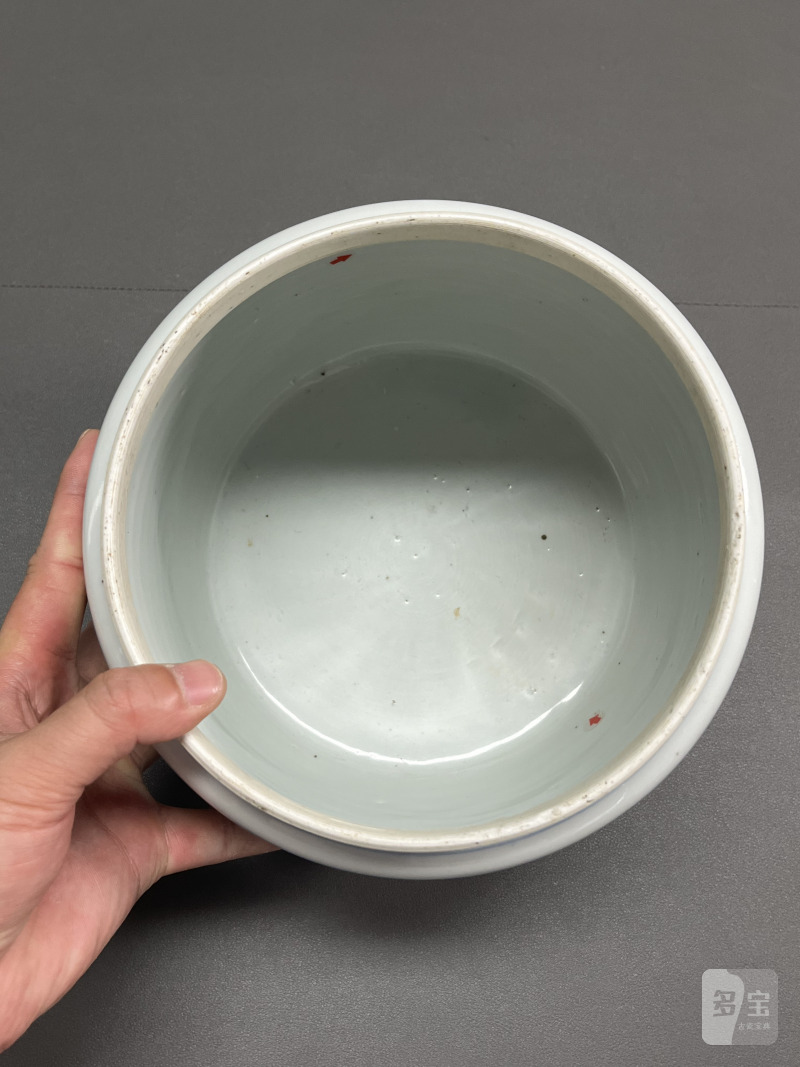 清康熙 青花山水人物图粥罐 - 图13
